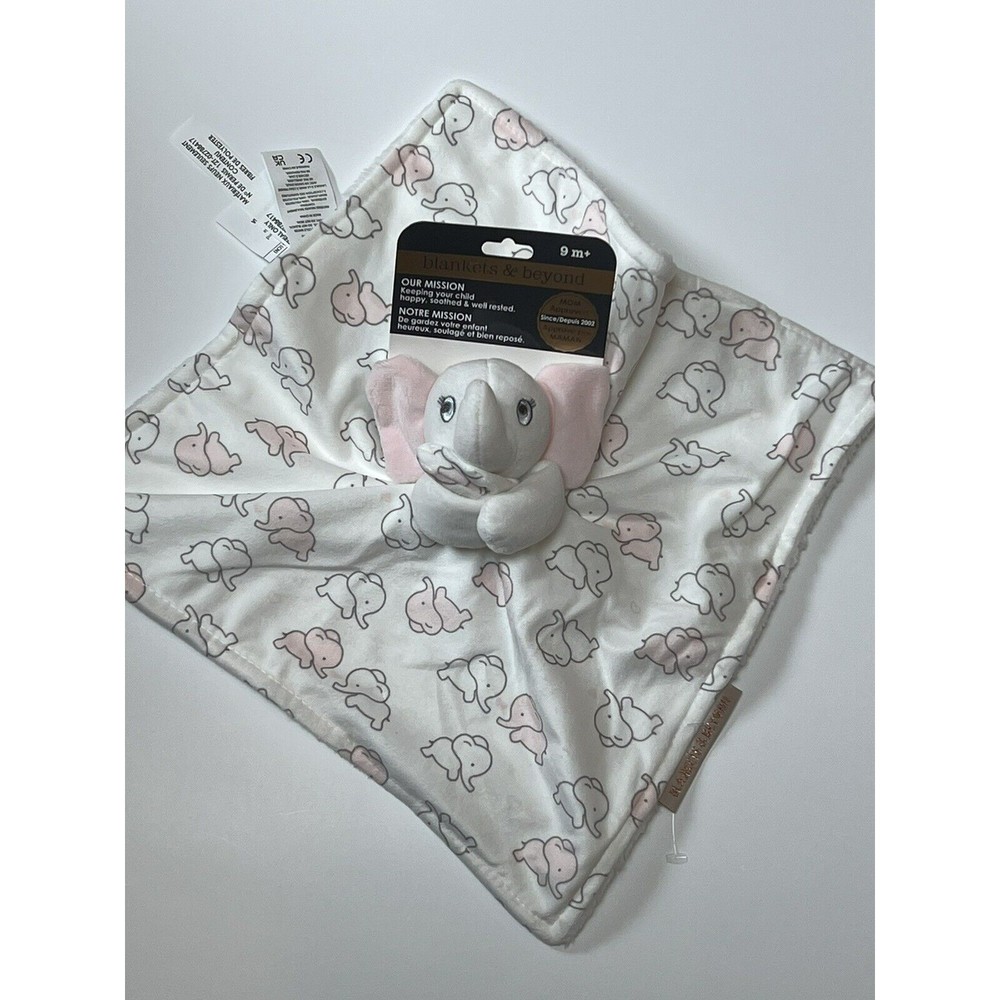 Blankets and Beyond Elephant Security Baby Blanket Lovey White Pink Plus…